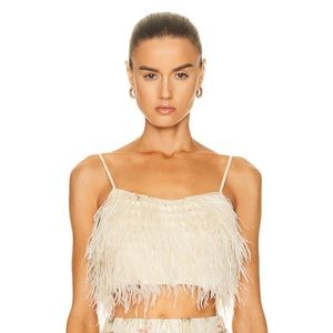 NWT LOVESHACKFANCY FEATHER CROP TOP
